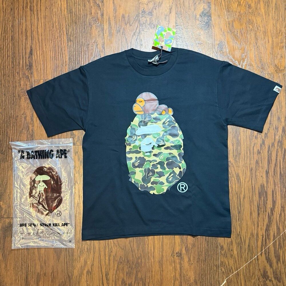 Black Bape Tee With Camo Print